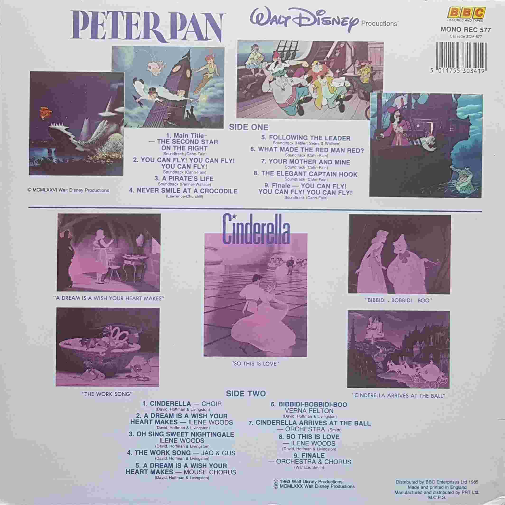 Picture of REC 577 Peter Pan and Cinderella by artist Various from the BBC records and Tapes library